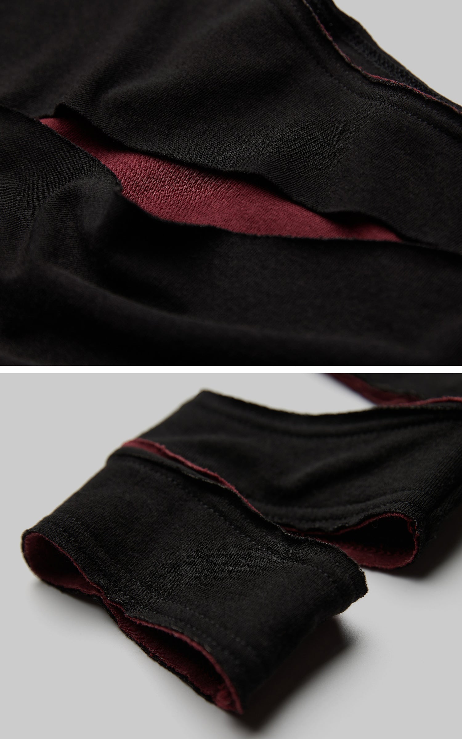 DOINDULGE Asymmetric Slashed T-Shirt with Layered Cutout Sleeves