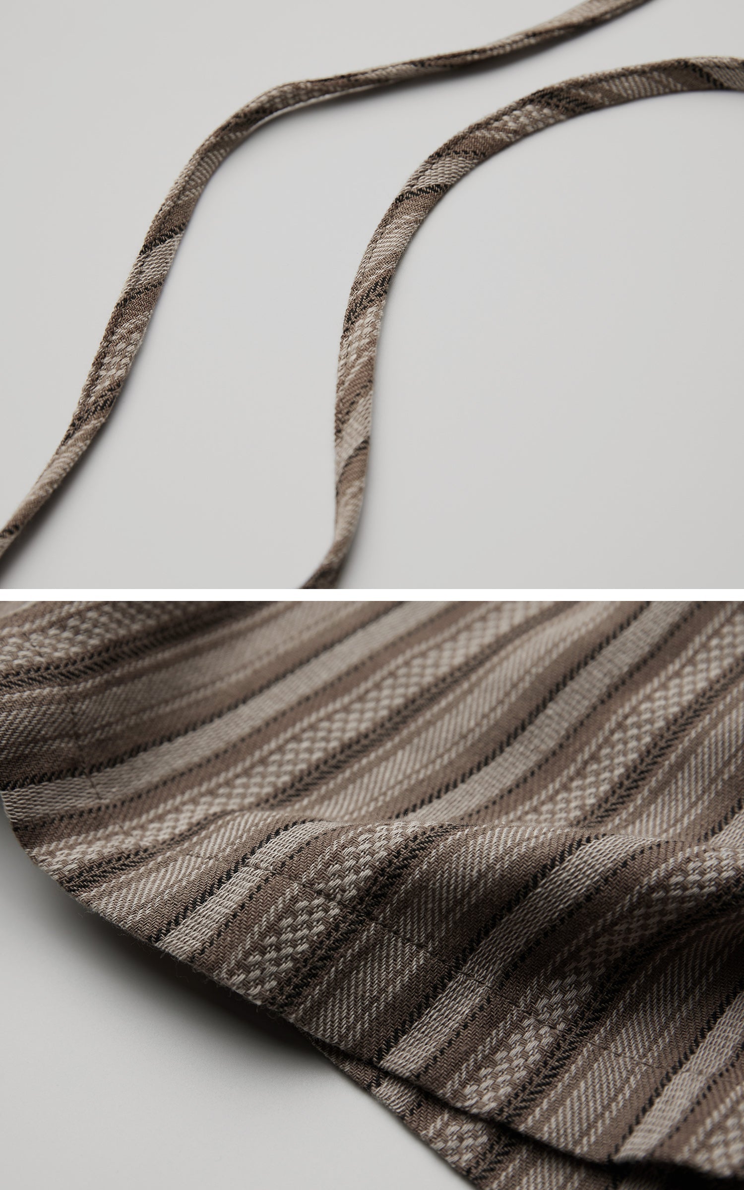 DOINDULGE Draped Asymmetric Wide-Leg Trousers in Textured Stripe