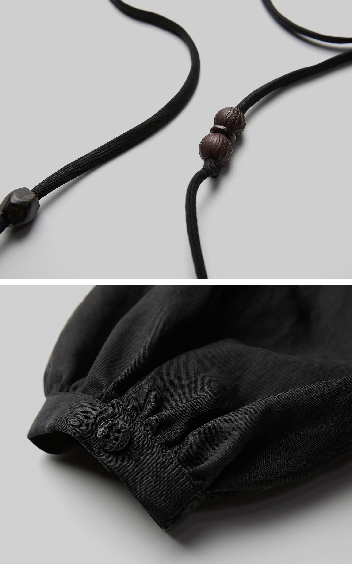 DOINDULGE Textured Jacquard Shirt with High Collar and Ruched Hem