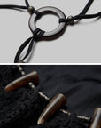 DOINDULGE Lace Panel Long Dress with Carved Horn Beads and Ring Strap Detail