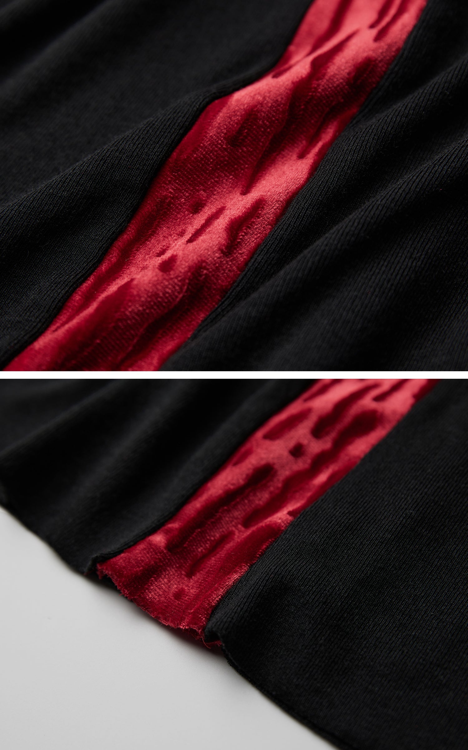 DOINDULGE Contrast Velvet Panel Long Sleeve T-Shirt