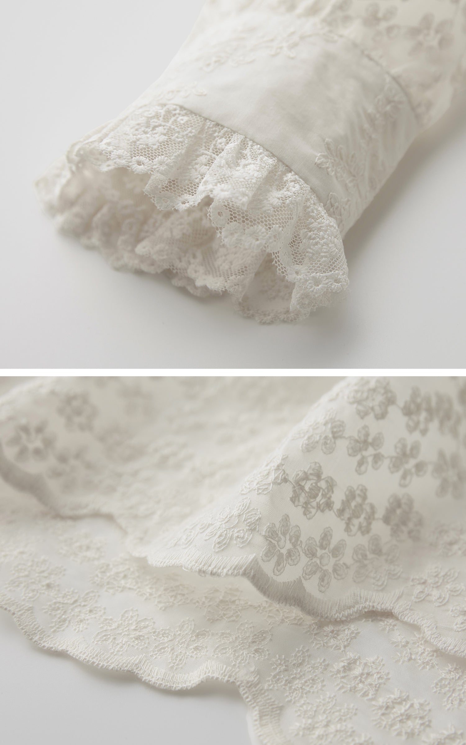 DOINDULGE Baroque Embroidered Blouse with Ruffled Lace Panels