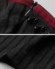 DOINDULGE Ruched Wide-Leg Pants with V-Cut Waist and Beaded Trim