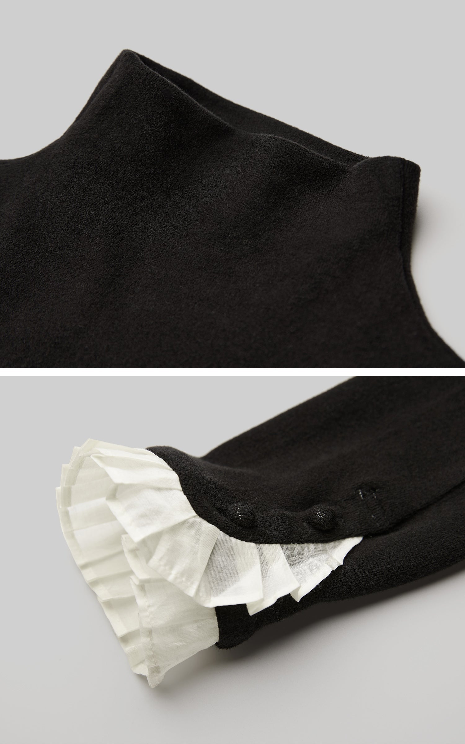 DOINDULGE Structured Knit Top with Contrast Pleated Cuffs