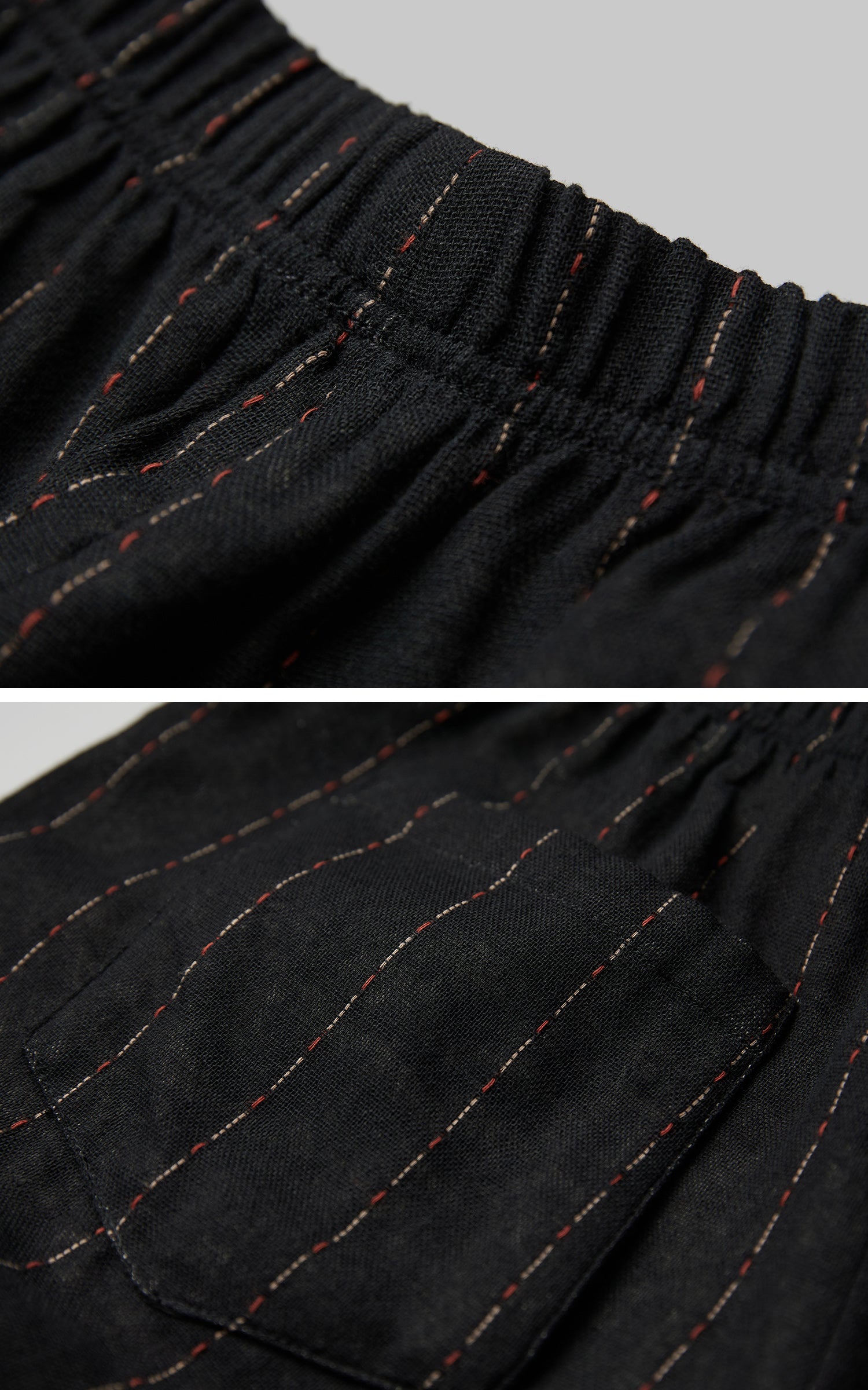 DOINDULGE Deconstructed Pinstripe Wide-Leg Pants with Contrast Waistband