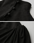 DOINDULGE High Neck Ruched Long Sleeve Top with Draped Front Detail