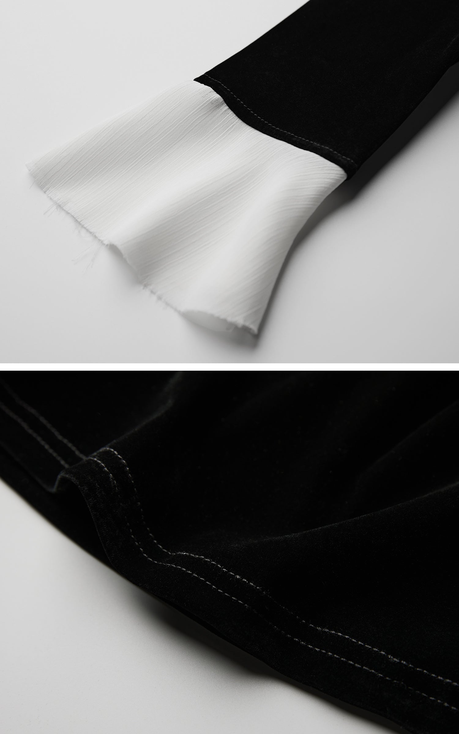 DOINDULGE Split Cuff Wrap Blouse with Contrast Trim