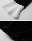 DOINDULGE Split Cuff Wrap Blouse with Contrast Trim