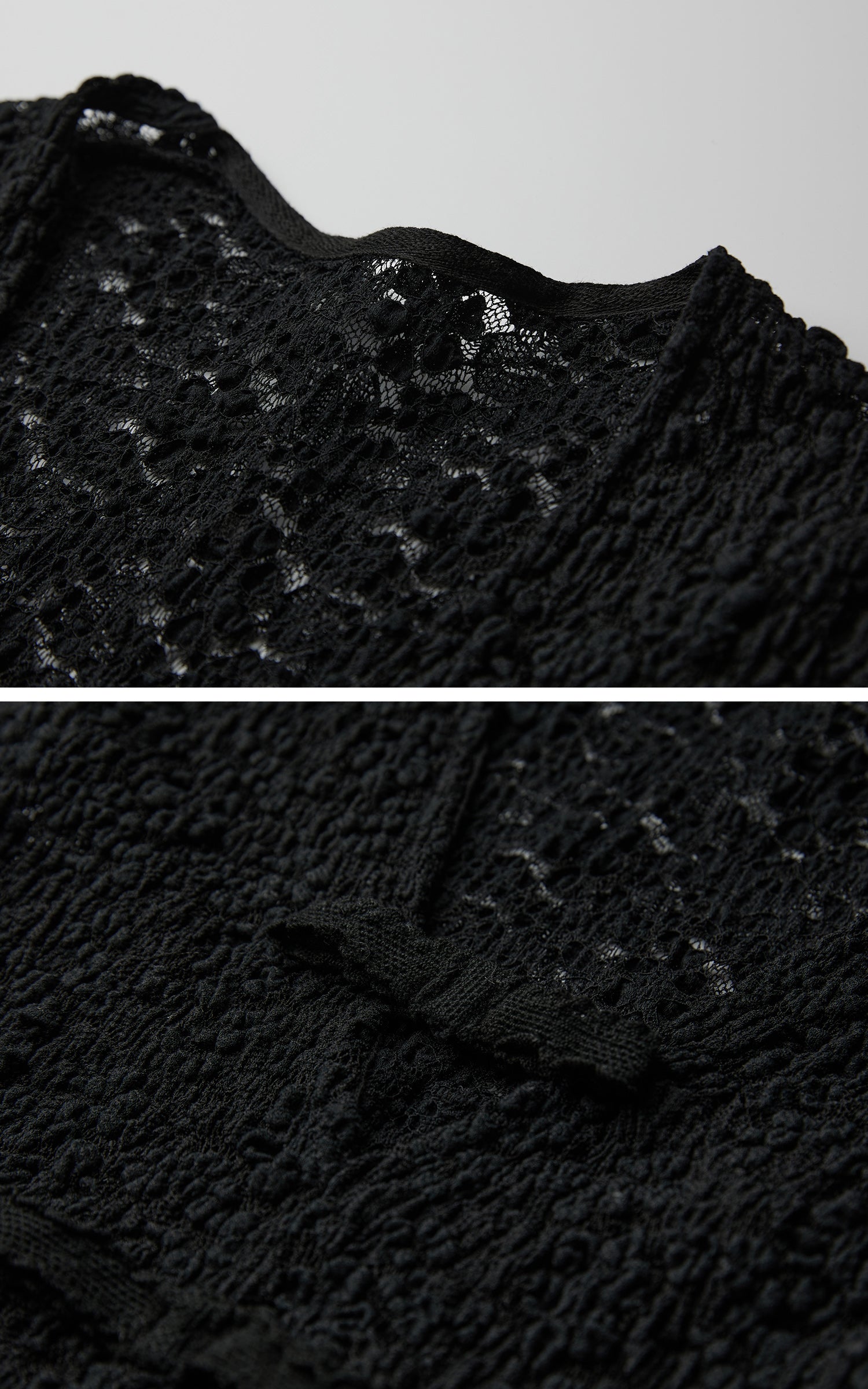 DOINDULGE Ruched Lace Knit Top with Cutout and Thumbhole Sleeves