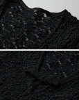 DOINDULGE Ruched Lace Knit Top with Cutout and Thumbhole Sleeves