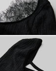 DOINDULGE Cutout Lace Detail Long Sleeve Top