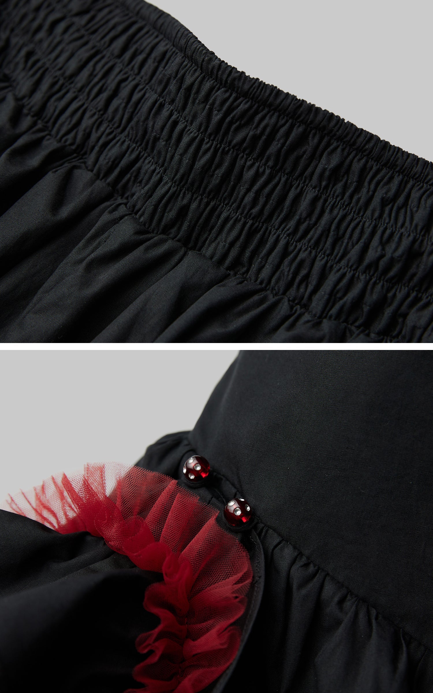 DOINDULGE Flared Skirt with Layered Frill Draping and Contrast Underskirt
