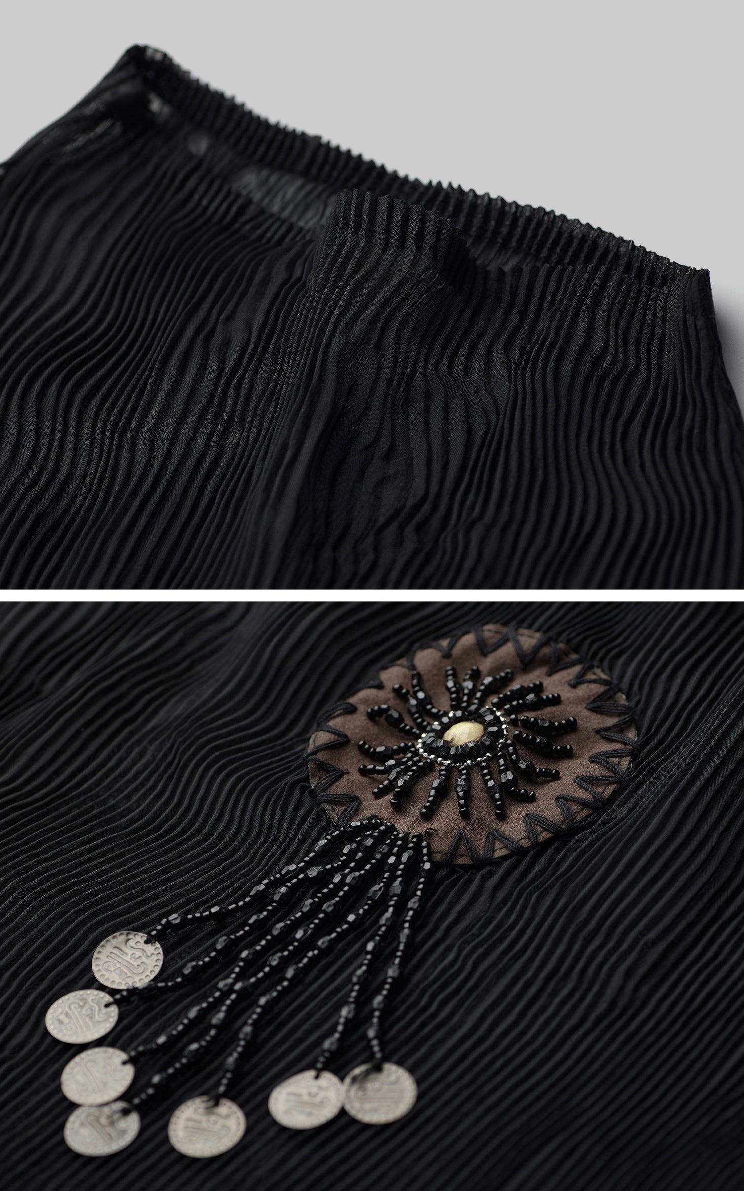 DOINDULGE Sheer Pleated Layered Top with Strapless Inner Bustier
