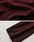 DOINDULGE Asymmetric Draped Long Sleeve Top with Ombre Dye and Stud Detail
