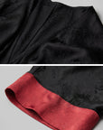 DOINDULGE Kimono Sleeve Wrap Coat with Red Contrast Cuffs and Long Tie