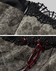 DOINDULGE Shadow Jacquard Wide Pants with Lace Waist and Beaded Trim
