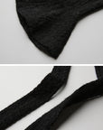 DOINDULGE Textured Knit Sculpted Top with Rosette Buttons