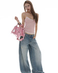 IAMXIAA Striped Cami and Cardigan Set with Lace Trim