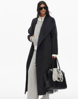 0122stepll Manteau long ample ceinturé à nouer