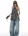 IAMXIAA Distressed Baggy Denim Jeans Low Waist Wide Leg Street Style Vintage Wash