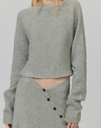 0122stepll Draped Knit Top & Asymmetric Maxi Skirt Set