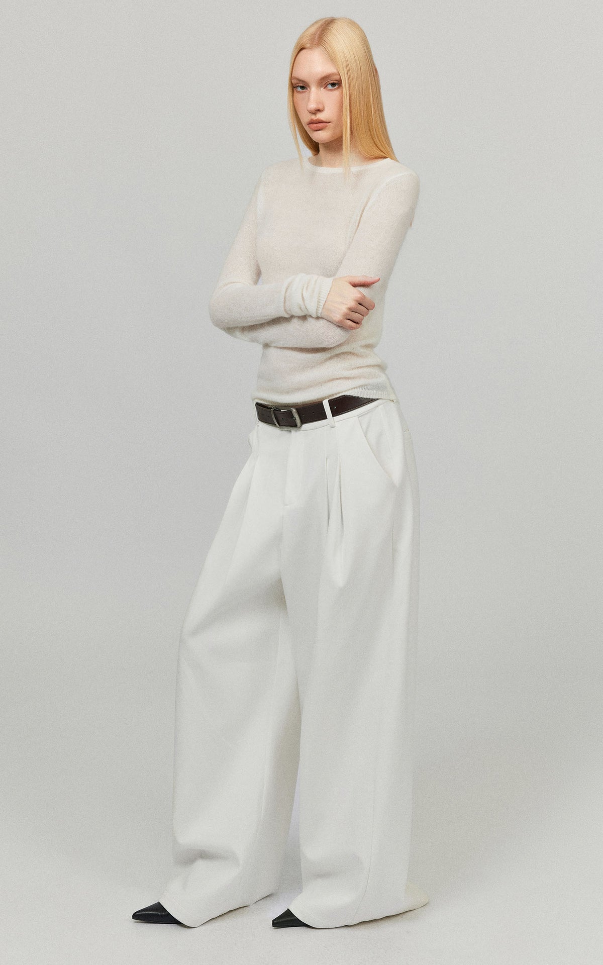 0122stepll Low Rise Pleated Oversized Wide Leg Tailored Pants