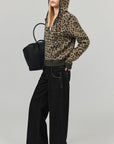 0122stepll Leopard Jacquard Hooded Knit Zip-Up Jacket