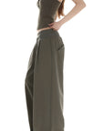 IAMXIAA Ribbed Button Tank and Wide Leg Drawstring Pants Two-Piece Set
