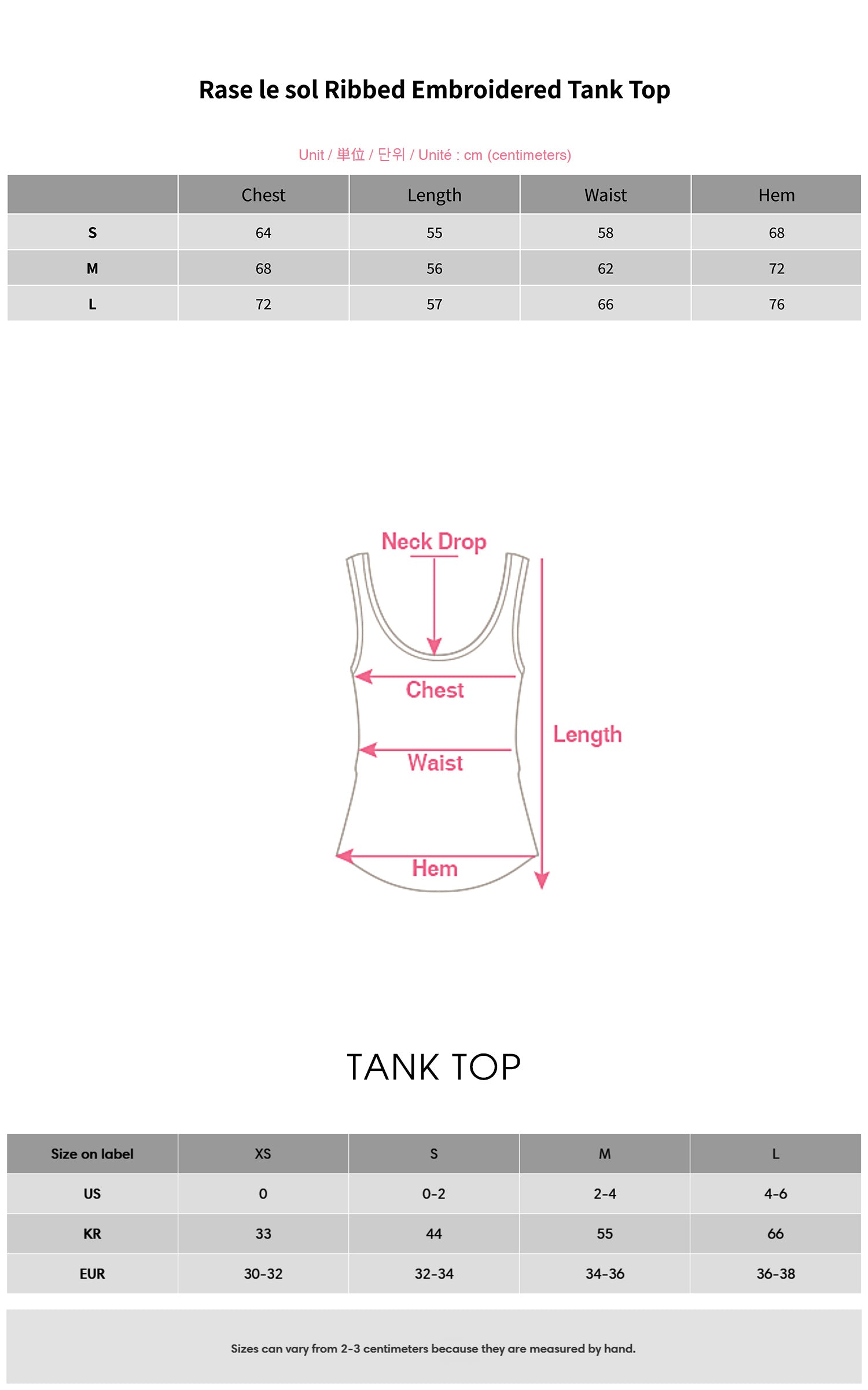 Rase le sol Ribbed Embroidered Tank Top