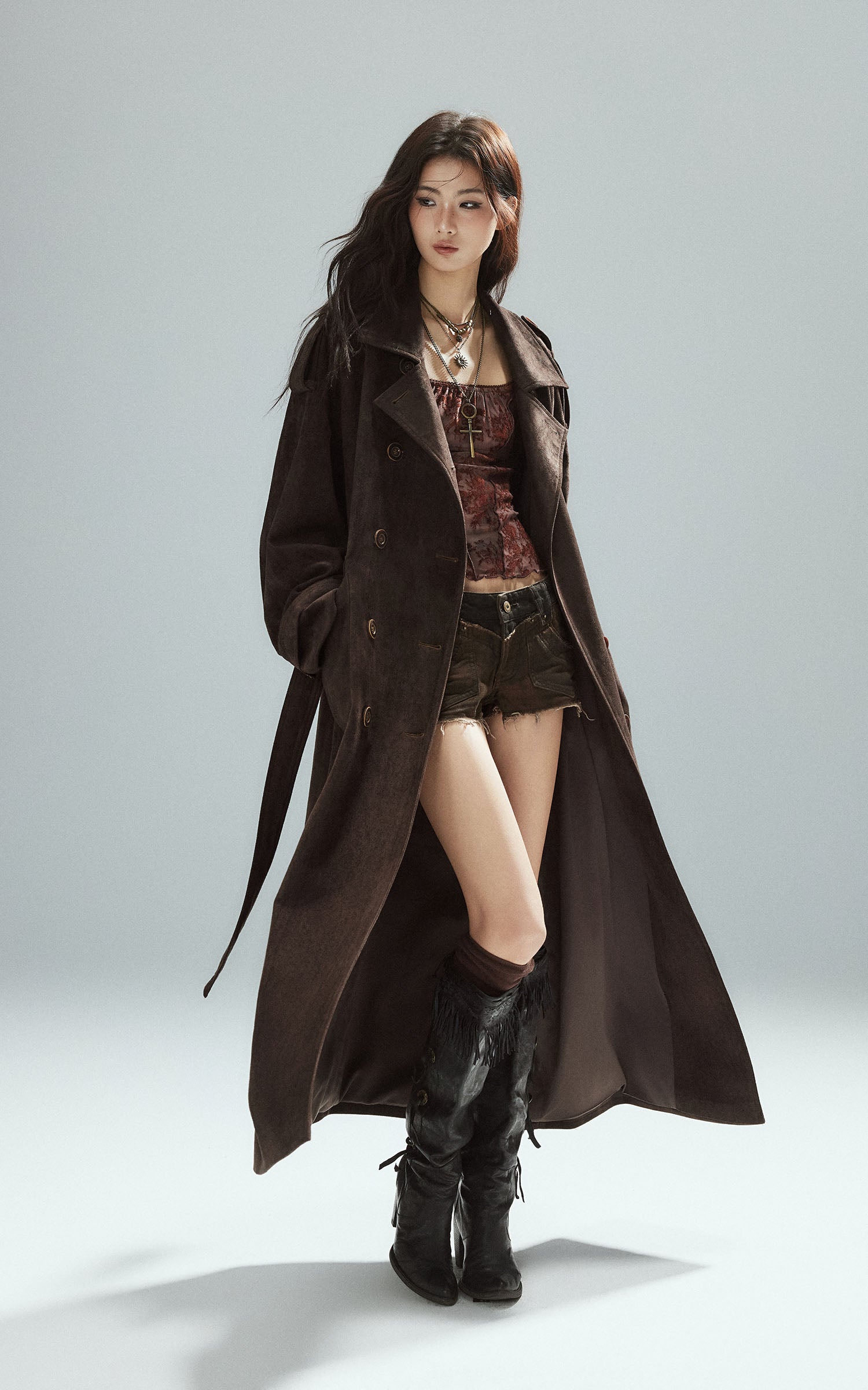 Low pixel Sheer Floral Mesh Fitted Long Sleeve Tee