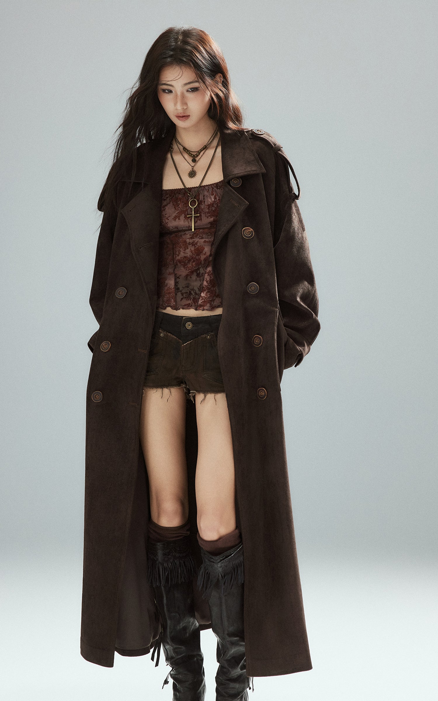 Low pixel Sheer Floral Mesh Fitted Long Sleeve Tee