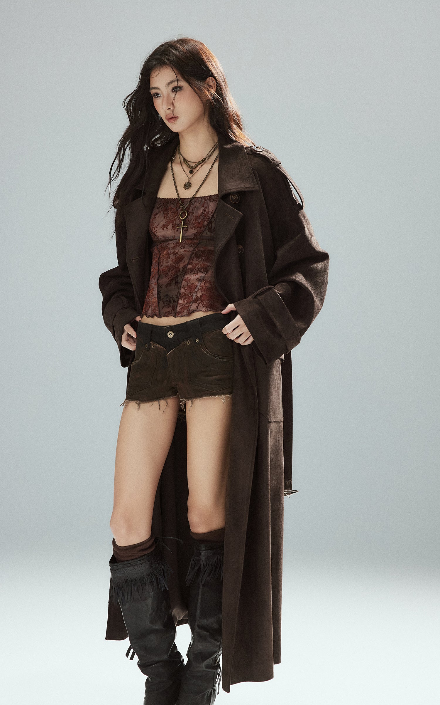 Low pixel Sheer Floral Mesh Fitted Long Sleeve Tee