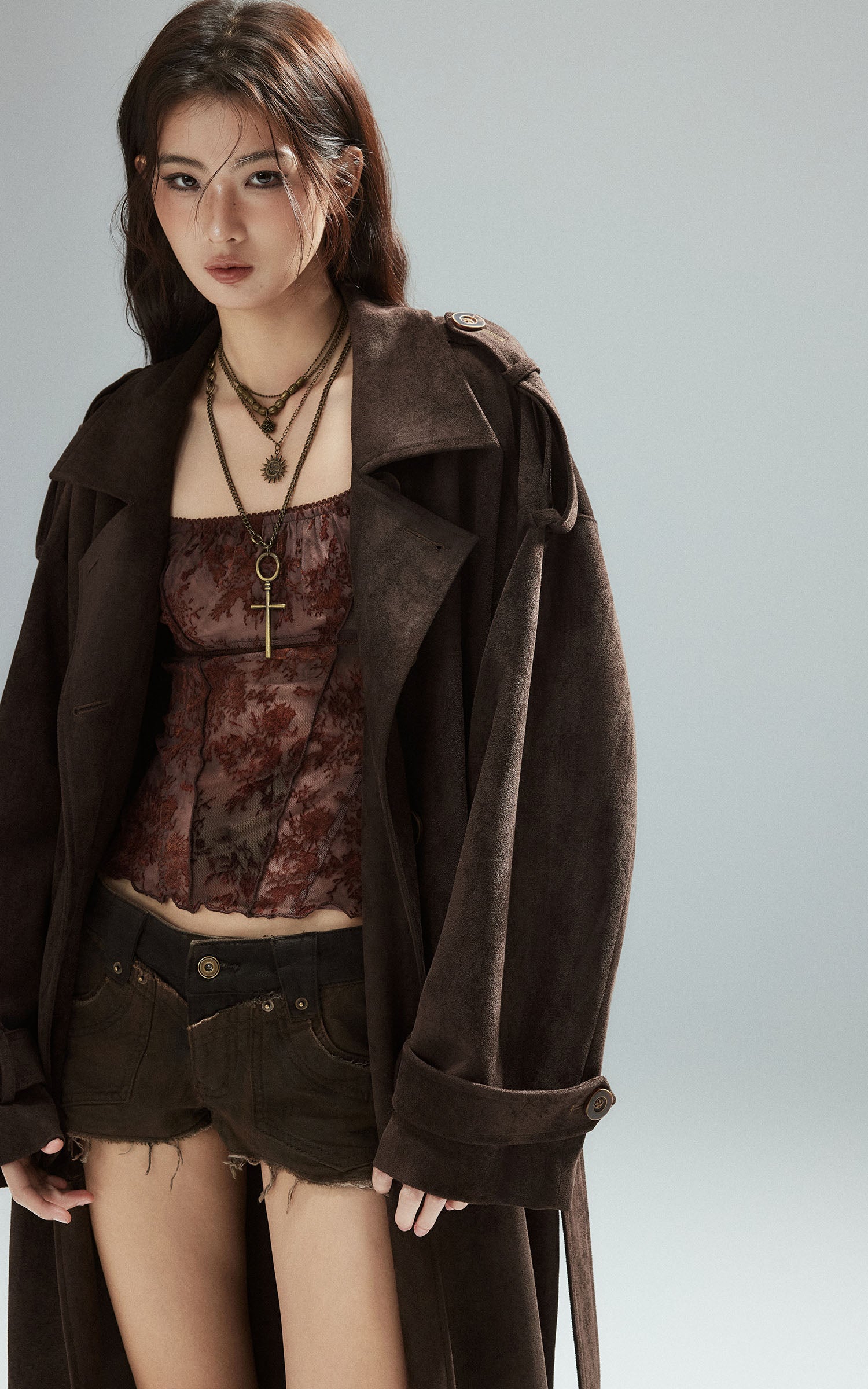 Low pixel Sheer Floral Mesh Fitted Long Sleeve Tee