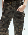 Pantalon cargo évasé camouflage