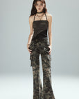 Pantalon cargo évasé camouflage