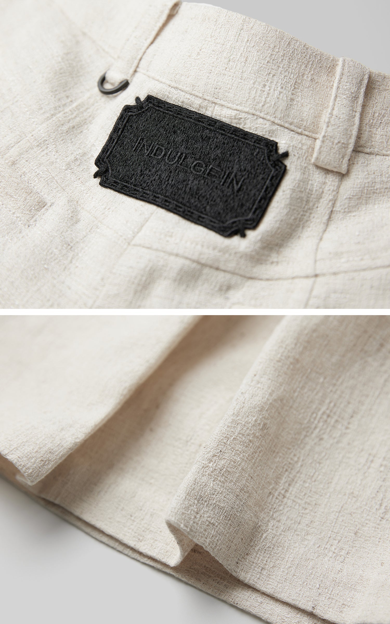 DOINDULGE Raw-Texture Wide-Leg Pants with Hand-Stitched Details