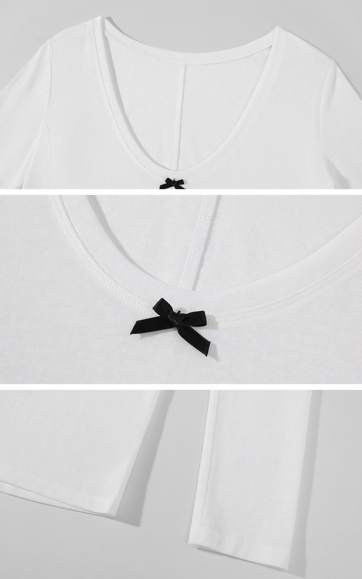 ROVENTE Scoop Neck Long Sleeve Tee &amp; Lace Bra Set