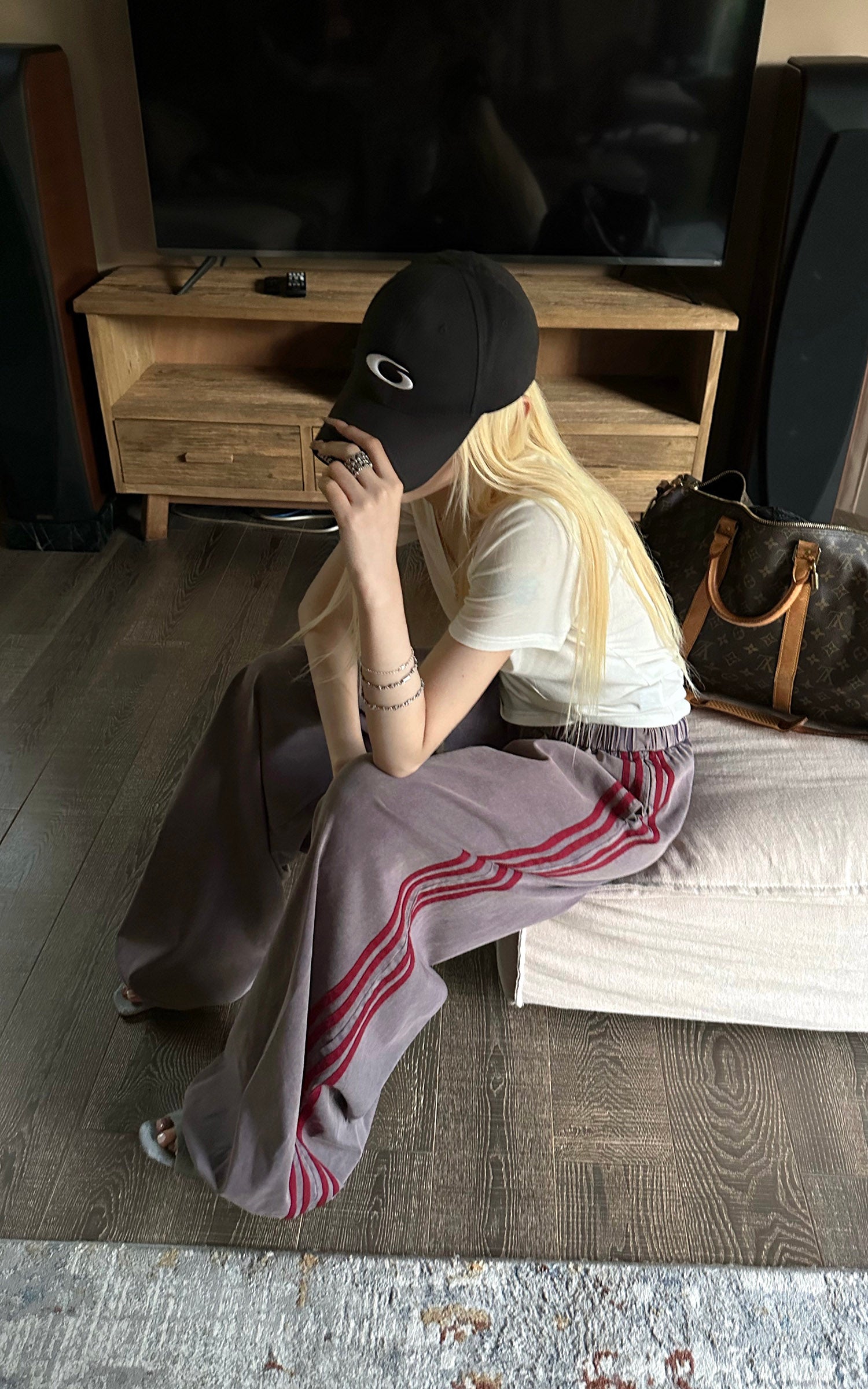 Rase le sol Washed Velvet-Feel Wide-Leg Track Pants