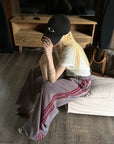 Rase le sol Washed Velvet-Feel Wide-Leg Track Pants