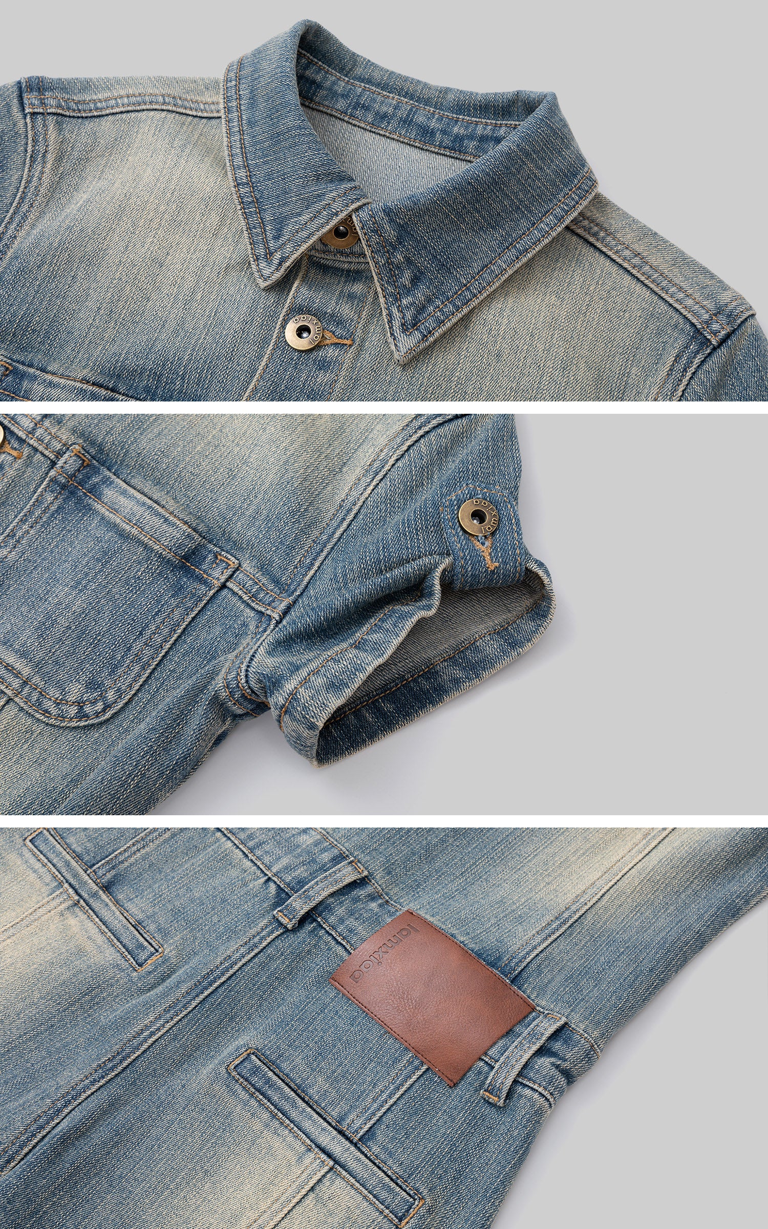 IAMXIAA Vintage Wash Fitted Denim Button-Up Short Sleeve Romper