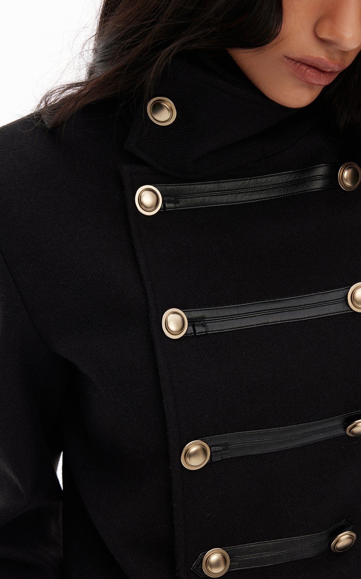 0122stepll High Collar Cropped Military Jacket