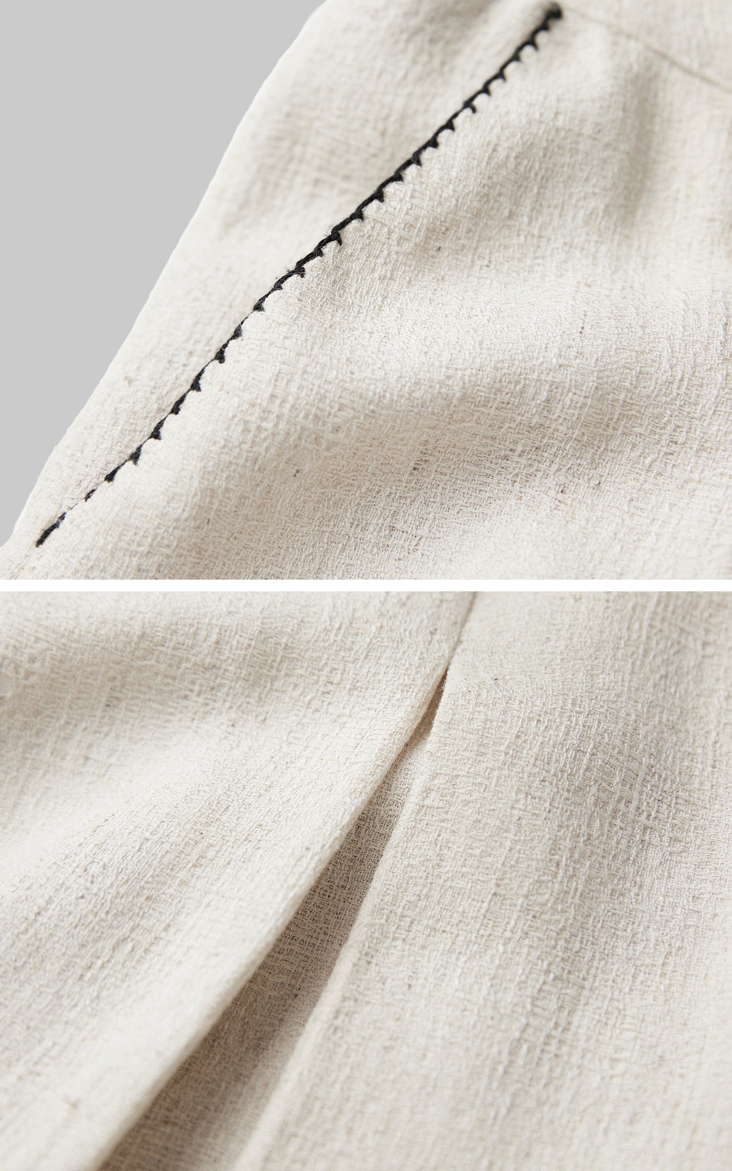 DOINDULGE Raw-Texture Wide-Leg Pants with Hand-Stitched Details