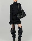 0122stepll Sculpted High Collar Belted Jacket