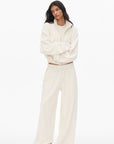 0122stepll Ensemble trois pièces : veste zippée en polaire, t-shirt ajusté et pantalon large