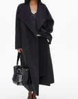 0122stepll Manteau long ample ceinturé à nouer