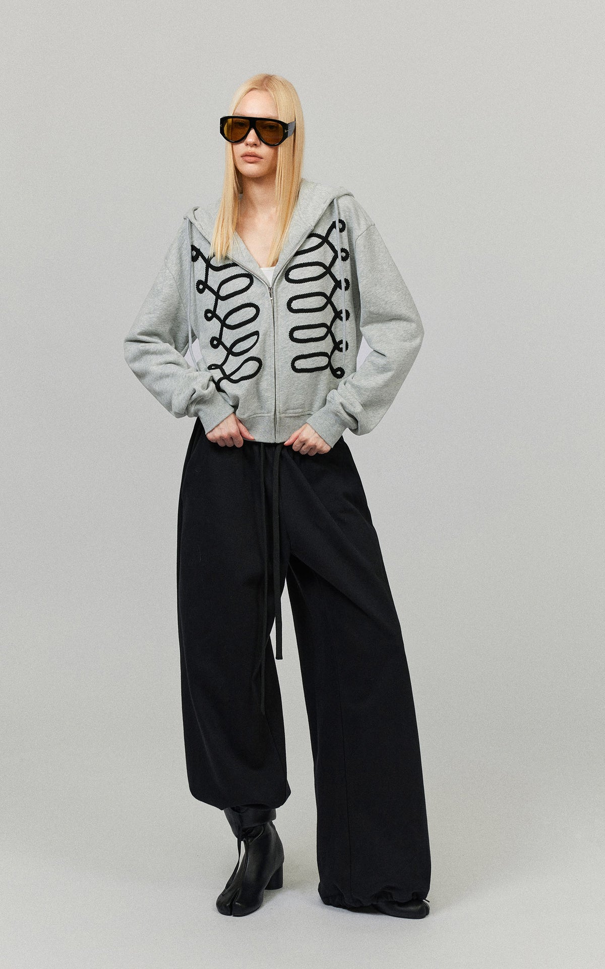 0122stepll Oversized Drawstring Wide-Leg Adjustable Hem Utility Pants