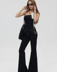 IAMXIAA Strapless Denim Top and Flared Pants Two-Piece Set