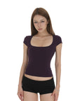 IAMXIAA Square Neck Fitted Short Sleeve T-Shirt