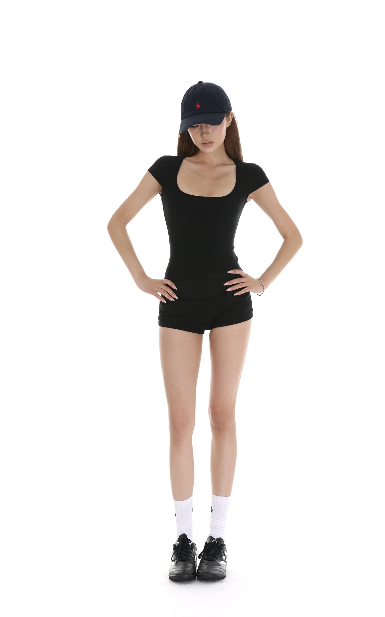 IAMXIAA Square Neck Fitted Short Sleeve T-Shirt