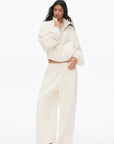 0122stepll Ensemble trois pièces : veste zippée en polaire, t-shirt ajusté et pantalon large